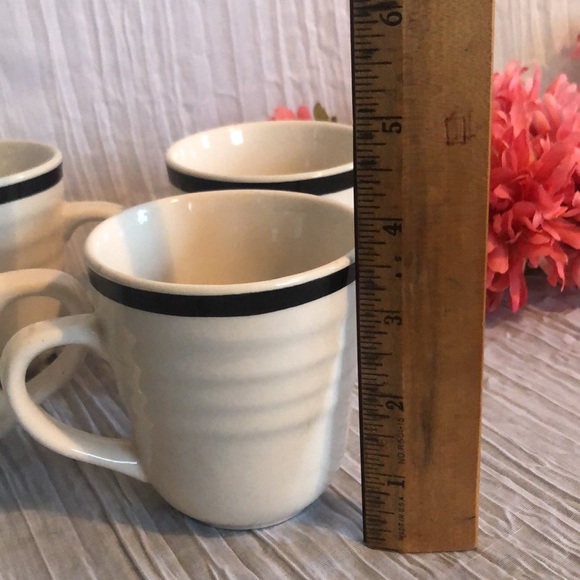TARGET brand HOME set 4 ceramic white & black striped swirl pattern coffee mugs - Picture 9 of 9